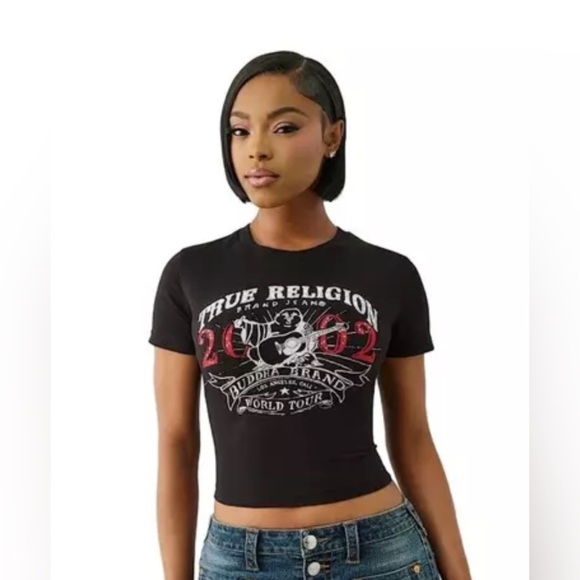 True Religion Tops - True Religion Women's Buddha Graphic Tee - Charcoal L